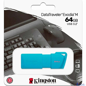 Kingston USB Drive 64GB USB 3.2 DT Exodia M DTXM - NEON (AQUA BLUE)