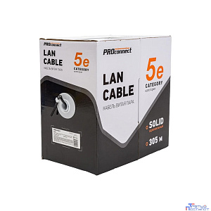 PROconnect (01-0045-3) Кабель витая пара омедненный, U/UTP, CCA, CAT 5e, PE, 4PR, 24AWG, OUTDOOR, SOLID, черный, 305м
