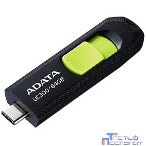 A-DATA Flash Drive 64GB USB (Type-C) A-Data UC300 USB3.2, черный и зеленый [acho-uc300-64g-rbk/gn]