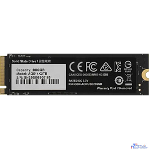 Твердотельный накопитель SSD Gigabyte 2TB M.2 2280 AORUS Gen5 14000 AG514K2TB PCI-Express 5.0x4, NVMe 2.0, 3D TLC NAND, 1400TBW