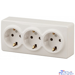 Эра Б0020701 11-2208-02 Розетка 3 х 2P+E Schuko, 16АХ-250В, ОУ, Эра Эксперт, сл.кость