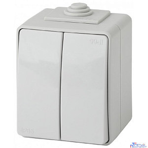 Эра Б0035976 11-1604-03 Выключатель двойной IP65, 10АХ-250В, ОУ, Эксперт, серый