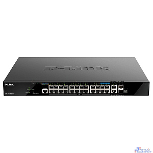 D-Link DGS-1520-28MP/A1A Управляемый L3 стекируемый коммутатор с 20 портами 10/100/1000Base-T, 4 портами 100/1000/2.5GBase-T, 2 портами 10GBase-T и 2 портами 10GBase-X SFP+ (PoE-бюджет 370 Вт)