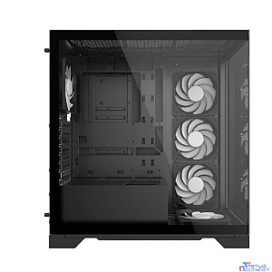XPG INVADER X BLACK (INVADERXMT-BKCWW) Mid-Tower Gaming ATX PC Case with Panoramic View, Tempered Glass Panels, and RGB Lighting Black