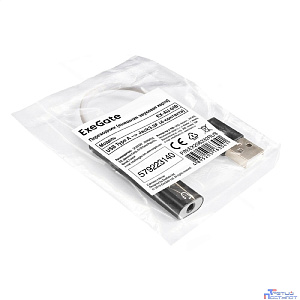 Exegate EX296332RUS Кабель-адаптер для подключения телефонной гарнитуры к порту USB ExeGate <EX-AU-04B> (внешняя звуковая карта USB, 1x Jack3.5 F (4-контакта), кнопки: volume +, volume -, play/pause/n