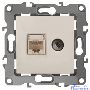 Эра Б0027442 12-3110-02 Розетка информационная RJ45+TV, Эра12, слоновая кость