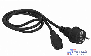 Шнур питания C13-Schuko прямая, 3х0.75, 220В, 10А, черный, 1.8 метра