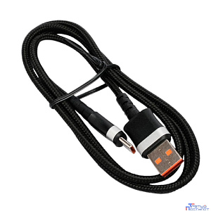 Cablexpert Кабель USB2.0, AM/Type-C, 6A, 66Вт, QC3.0, оплетка, медь, 1м, черный, пакет (CCP-USB2-AMCM-66W-1M)