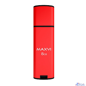 Maxvi USB Drive 8GB MP2 red, монолит с колпачком, ABS пластик + металл, USB 2.0
