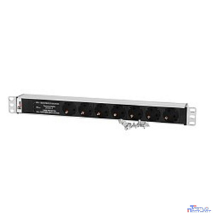 REM Блок розеток Rem-10 без шнура с фил. и инд., 7 Schuko, вход IEC 60320 C14, 10A, алюм., 19" (R-10-7S-FI-440-Z)