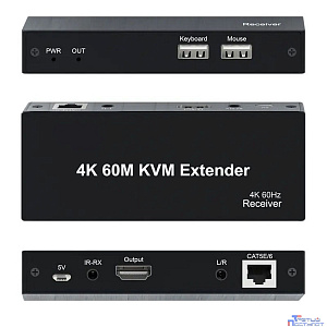 ORIENT VE070, HDMI 2.0 KVM extender (Tx+Rx), HDMI+USB+Audio удлинитель до 60 м по витой паре Cat6, HDMI 2.0, 4K@60Hz, HDCP, дополнительный выход HDMI, передача ИК сигнала управления (33336)