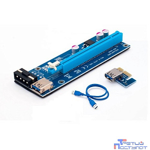 KS-is KS-346 Адаптер удлинитель райзер PCle 1x в 16х с питанием Molex