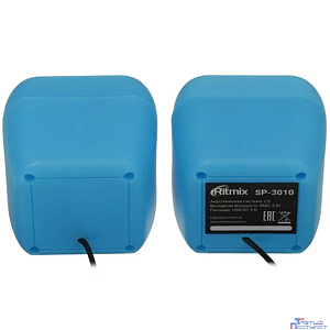 RITMIX SP-3010 blue {RMS: 5 Вт (2 х 2,5 Вт), Диаметр динамиков: 2’’,  Частотный диапазон: 100 -20 кГЦ, Отношение сигнал/шум: ?80 дБ}