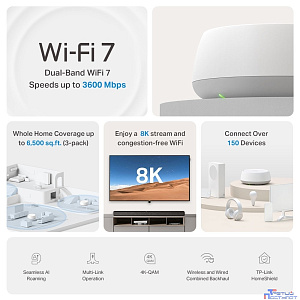 TP-Link Deco BE22(1-pack) BE3600 Домашняя Mesh-система Wi-Fi 7