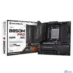 MAXSUN MS-Terminator B850M PRO DARK WIFI (Socket AM5, mATX, 4*DDR5(192Gb), DP/HDMI, 2*SATA3, 3*M.2, 1*PCIEx16/1*PCIEx4, 1* Type-C, 4*USB 2.0, 4*USB 3.2, LAN 1*2.5G, SPDIF, WiFi 6E,  RTL)