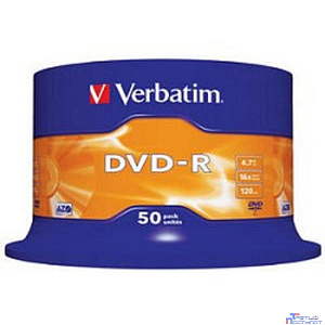 Verbatim  Диски DVD-R  4.7Gb 16-х, 50шт, Cake Box (43548)