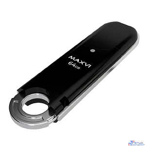 Maxvi USB Drive 64GB P2 black, монолит с колпачком, ABS пластик, USB 2.0