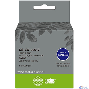 Этикетки Cactus CS-LW-99017 сег.:50x12мм черный белый 220шт/рул Dymo Label Writer 450/4XL