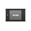 NTSS Шкаф настенный телекоммуникационный NTSS W 9U 600х450х500мм, 2 профиля 19, дверь стеклянная, боковые стенки съемные, задняя стенка, разобранный, черный RAL 9005 NTSS-W9U6045GS-2BL