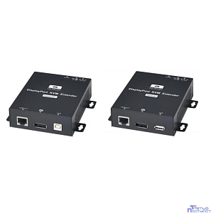 DP02U Комплект (передатчик + приёмник) для передачи DisplayPort + USB + RS232 по одному кабелю витой пары CAT5e(HDBaseT) до 150м(1080p x 60Гц(8бит), CAT6 до 100м