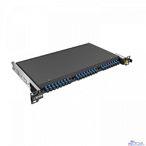 NTSS Кросс 19" NTSS PREMIUM выдвижной, предсобранный 1U, 24 порта SC/UPC, 9/125 мкм, (сплайс, пигтейлы, кдзс, планки, адаптеры), черный, RAL9005 NTSS-RsFOB-PM-1U-24-SC/U-9-SP1.5G1A-BL