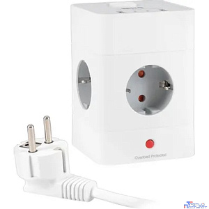 BURO BU-PTE4.1UC-W 1.5м (4 розетки) белый (коробка) {2090199}
