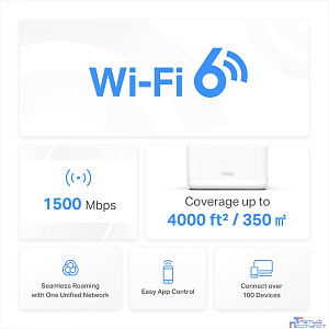 Mercusys Halo H1500X(2-pack) AX1500 Домашняя Mesh Wi-Fi 6 система ISP PROJ