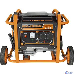 Генератор CARVER PPG- 3900AM бензин [01.020.00027] { (LT-170F, 2,8/3,0 кВт, 220В, бак15 л, колеса)(12шт/пал) }