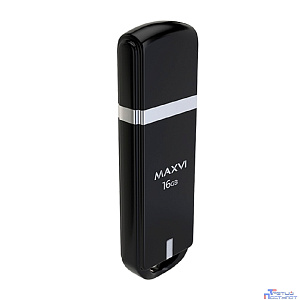 Maxvi USB Drive 16GB P3 black, монолит с колпачком, ABS пластик, USB 2.0
