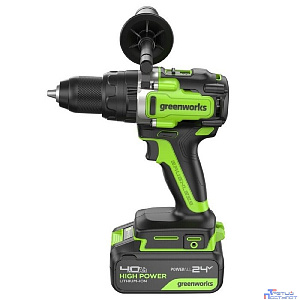 Greenworks GD24DD140 Дрель-шуруповерт аккумуляторная,  24V, 70/140Нм,Anti-kickback,2х4Ач,ЗУ,кор [3707607CUD]