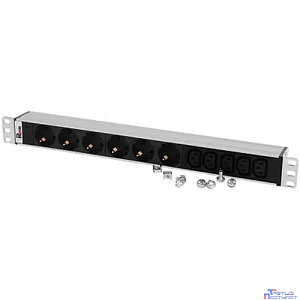 REM Блок розеток Rem-10 без шнура с инд., 6 Schuko, 5 IEC 60320 C13, вход IEC 60320 C14, 10A, алюм., 19" (R-10-6S-5C13-I-440-Z)