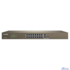 TENDA TEF1218P-16-250W Коммутатор управляемый PoE, 18 портов, 16х100 Мбит/с, 2x1 Гбит/с, SFP 1x1 Гбит/с