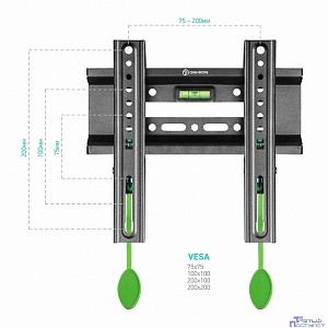 ONKRON BASIC FM1 чёрный {17"-42" Максимальная нагрузка: 30 кг VESA: 75x75, 100x100, 100x200, 200x100, 200x200 мм Вылет от стены: 30 мм Встроенный уровень Система фиксации}