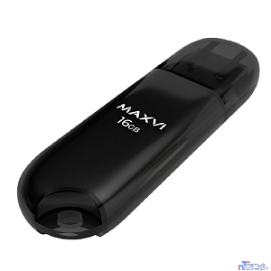 Maxvi USB Drive 16GB P1 black, монолит с колпачком, ABS пластик, USB 2.0