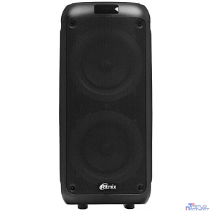 RITMIX SP-875B black {Bluetooth, 30 Гц -18 КГц, FM-радио, RGB-подсветка, AUX, USB, microSD (до 32 Гб, MP3), дисплей: LED, до 6 часов, вход: Jack 6.3 мм, Jack 3.5 мм, USB, 3600 мАч}