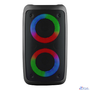 Ginzzu GM-916B (10Вт, TWS, 150Гц-18КГц, динамики 2х3,0", 2400мАч, AUX, USB-flash, микро SD,  КАРАОКЕ, FM-радио, RGB