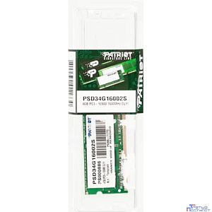 Patriot DDR3 SODIMM 4GB PSD34G16002S (PC3-12800, 1600MHz, 1.5V)