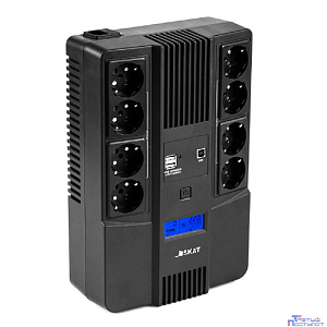 ИБП Бастион SKAT-UPS 1000-AID-IN-1x9-8 {Line-interactive, 1000/600Вт, LCD-дисплей, USB/ RJ-45, АКБ 1х 9Ач, сверху ЕВРО 4+4, реестр МПТ} (8934)