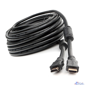 Кабель HDMI Cablexpert 19M/19M, v2.0, медь, позол.контакты, экран, 2 фер.кольца, 20м, черный, пакет (CCF2-HDMI4-20M)