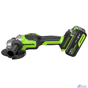 Greenworks GD24AG 24В Угловая шлифовальная машина акк, б/щет, 125 мм, 10500 об/мин,1х4Ач,ЗУ,кор [3200207CUB]