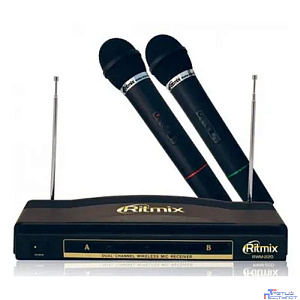 RITMIX RWM-220 {2 микрофона: 87.5 МГц - 92 МГц; раб. частоты: 100 Гц - 10 000 Гц;Чувств.: -30 дБ +/-3 дБ; пит. системы: AC 220 в  / 500 мА}