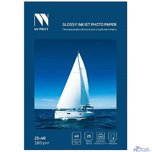 NV Print (NVP-180Gl4Rs25) Глянцевая фотобумага для струйной печати 180 г/м2 4R(100mmx150mm) 25  листов
