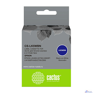 Картридж ленточный Cactus CS-LK5WBN черный для Epson LW300/LW400/LW700/LW600P/LW1000P