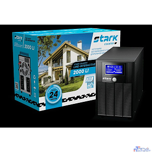 ИБП STARK SC 2000 LI {2000ВА/1200Вт, Line-Interactive, на пол, 140-300В, 4хЕВРО, Чистый синус, SNMP, AS400, БЕЗ АКБ - внешние батареи х2 9-400 Ач}