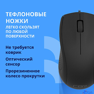 CBR CM 107 Black USB, Мышь офисн., оптич., 1000 dpi, 3 кн., 1.8 м