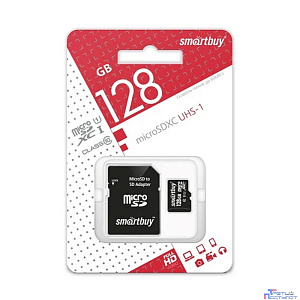 Micro SecureDigital 128Gb Smart buy SB128GBSDCL10-01 {Micro SDHC Class 10, UHS-1, SD adapter}