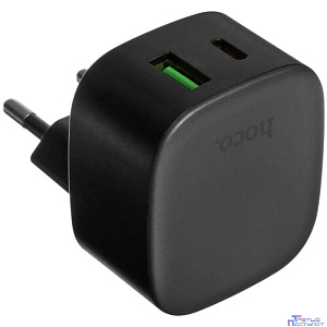 HOCO CS32A/ Сетевое ЗУ/PD + QC 3.0/ 2 USB: Type-C + Type-A/ Выход: 20W/ черный