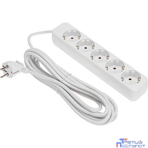 Rexant 13-4030 Удлинитель STANDARD 5 гнезд, 5м, 3х1,0мм?, с/з, белый