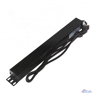 Rexant (04-0306) Блок розеток 19", 1U, 16А, 8 розеток, корпус пластик, со шнуром питания