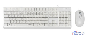 Клавиатура + мышь Rapoo X130PRO клав:белый мышь:белый, 1.5м, доп. защита от влаги